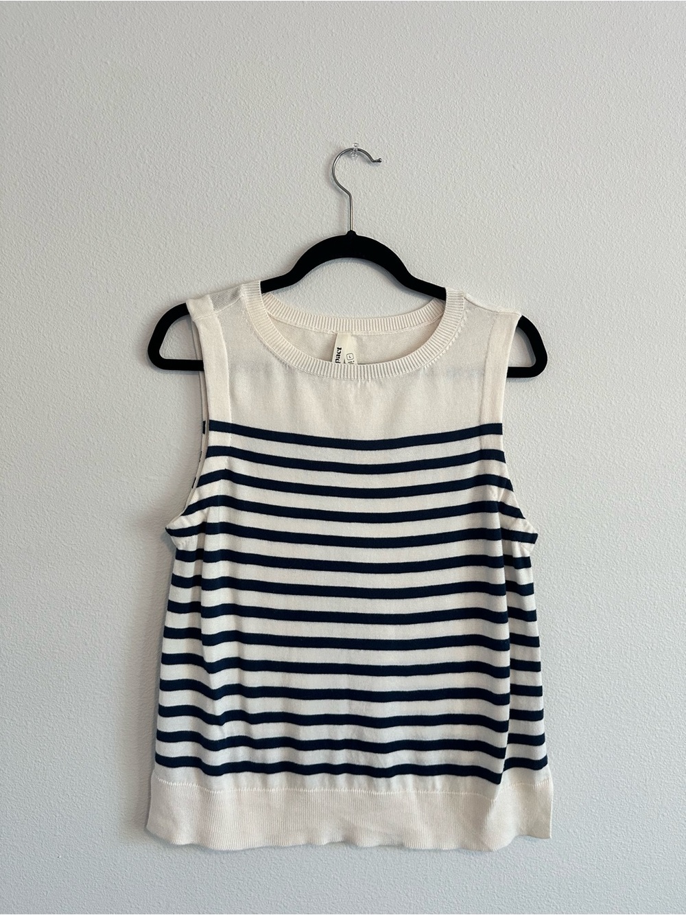 PACT Organic Cotton Navy Striped Sleeveless Sweater Size L Nautical